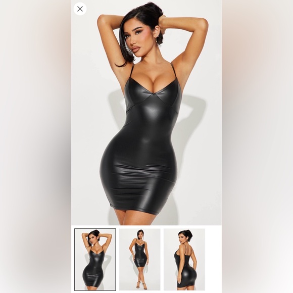 Fashion Nova Black Leather Dress - Picture 7 of 7